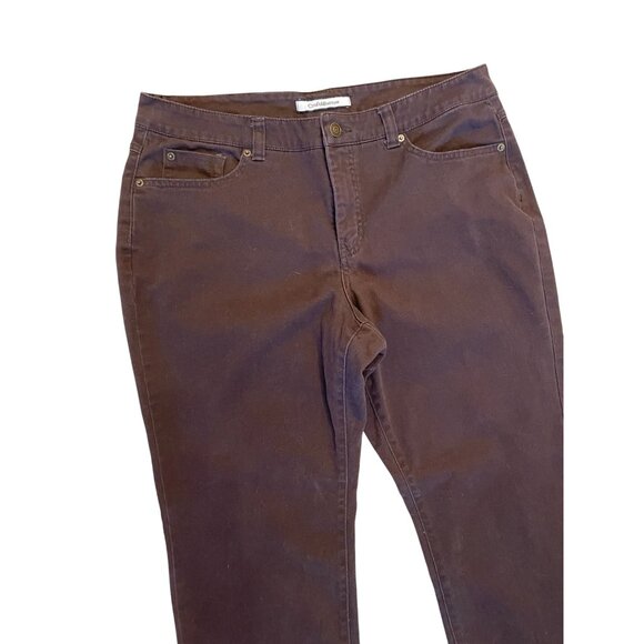 Croft & Barrow 16 brown mid rise denim pants jeans chocolate straight stretch - Picture 2 of 6